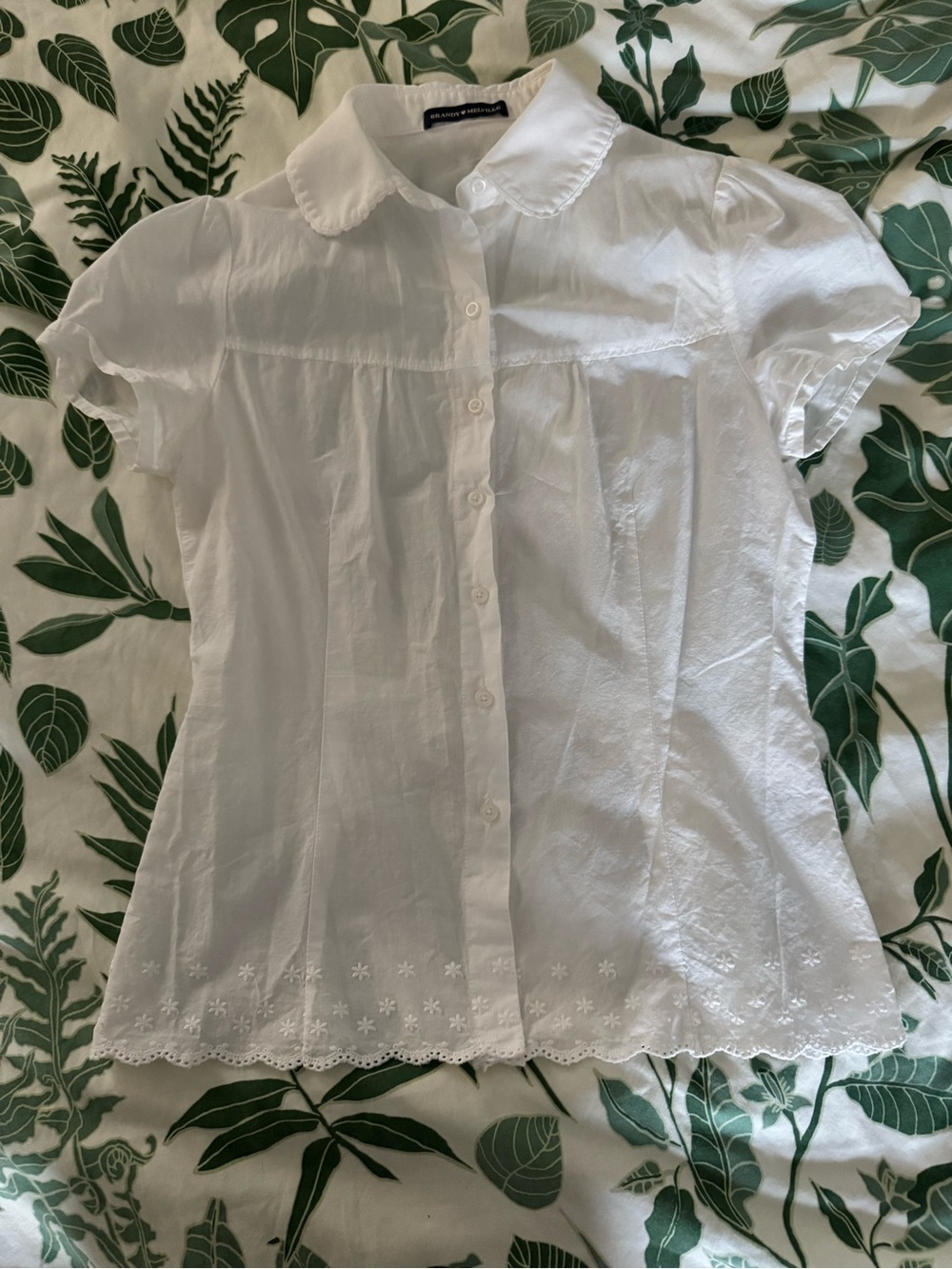 Brandy Melville White Eyelet Button-Front Blouse